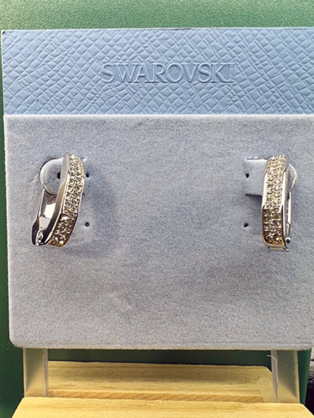 Swarovski | Dextera Rhodium Plated, Pave Set, Sterling Silver 925, Rectangle Hoo